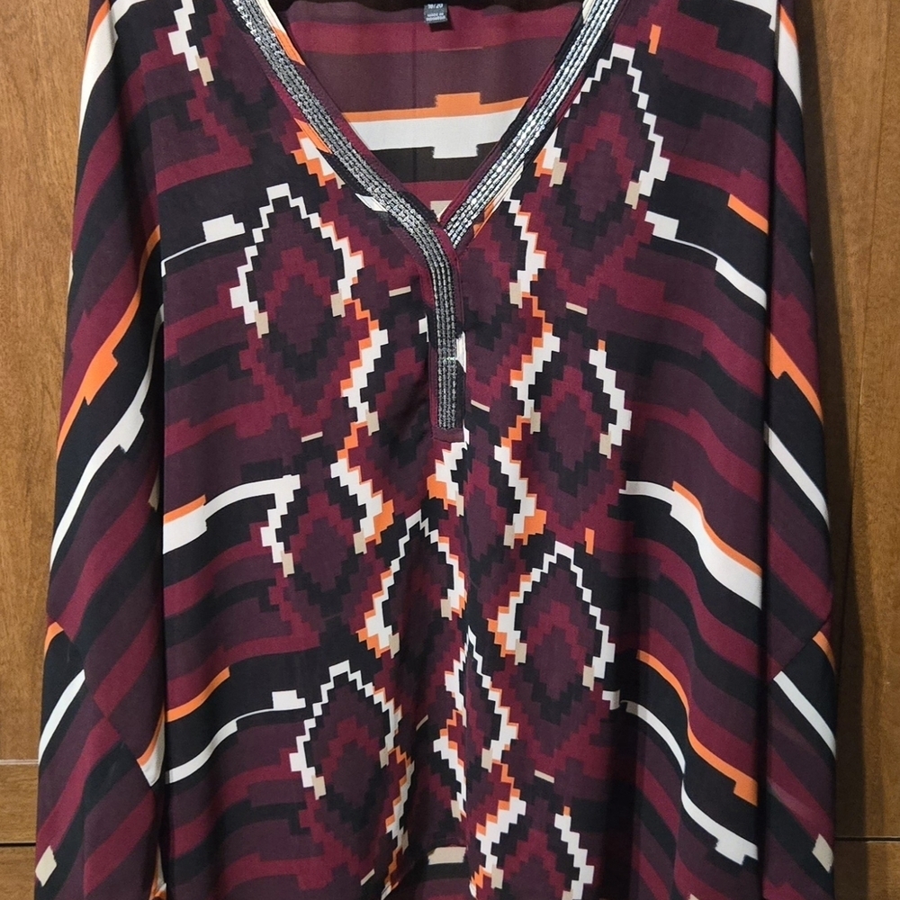 Lane Bryant Multicolor Geometric Blouse